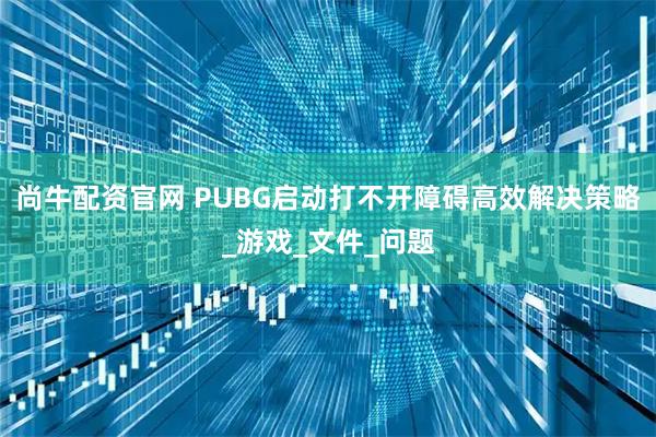 尚牛配资官网 PUBG启动打不开障碍高效解决策略_游戏_文件_问题