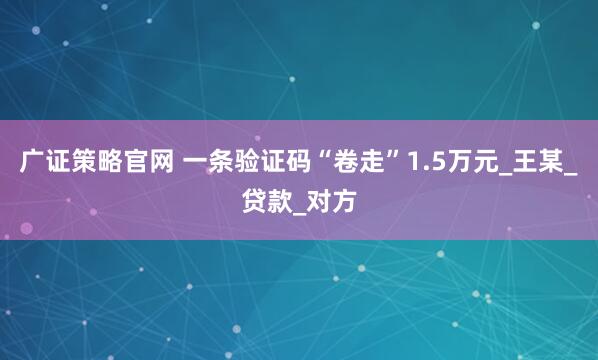 广证策略官网 一条验证码“卷走”1.5万元_王某_贷款_对方
